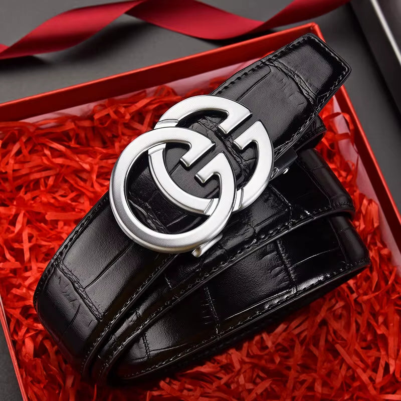 Men Belt Genuine Leather Belt Metal Alloy Automatic Buckle Brand Luxury Design Waist Belts for Men Strap Male