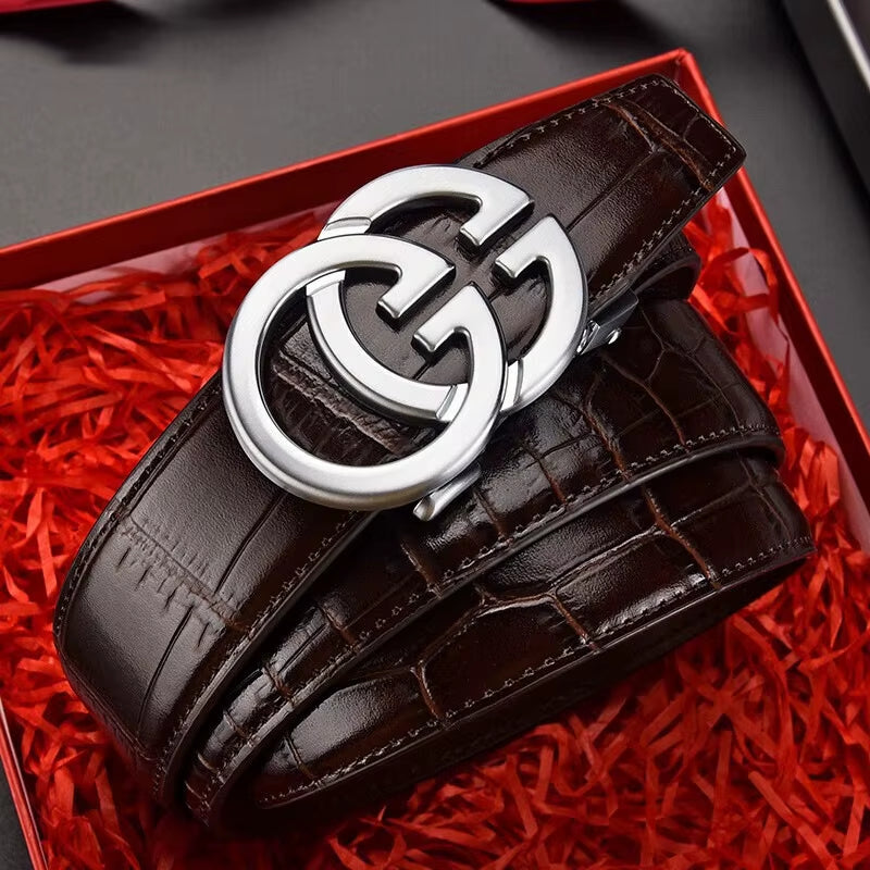 Men Belt Genuine Leather Belt Metal Alloy Automatic Buckle Brand Luxury Design Waist Belts for Men Strap Male