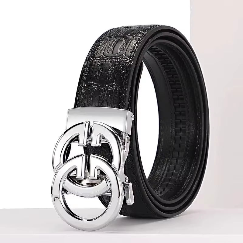 Men Belt Genuine Leather Belt Metal Alloy Automatic Buckle Brand Luxury Design Waist Belts for Men Strap Male